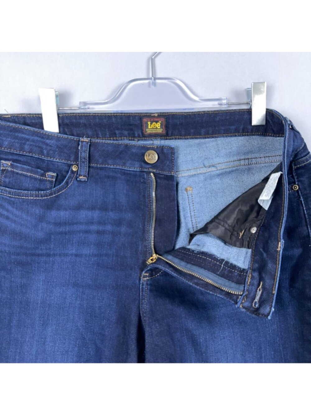 Lee Jeans Size 5 Short Straight Leg High Rise Smarter Fit Blue Dark Wash - Picture 6 of 15